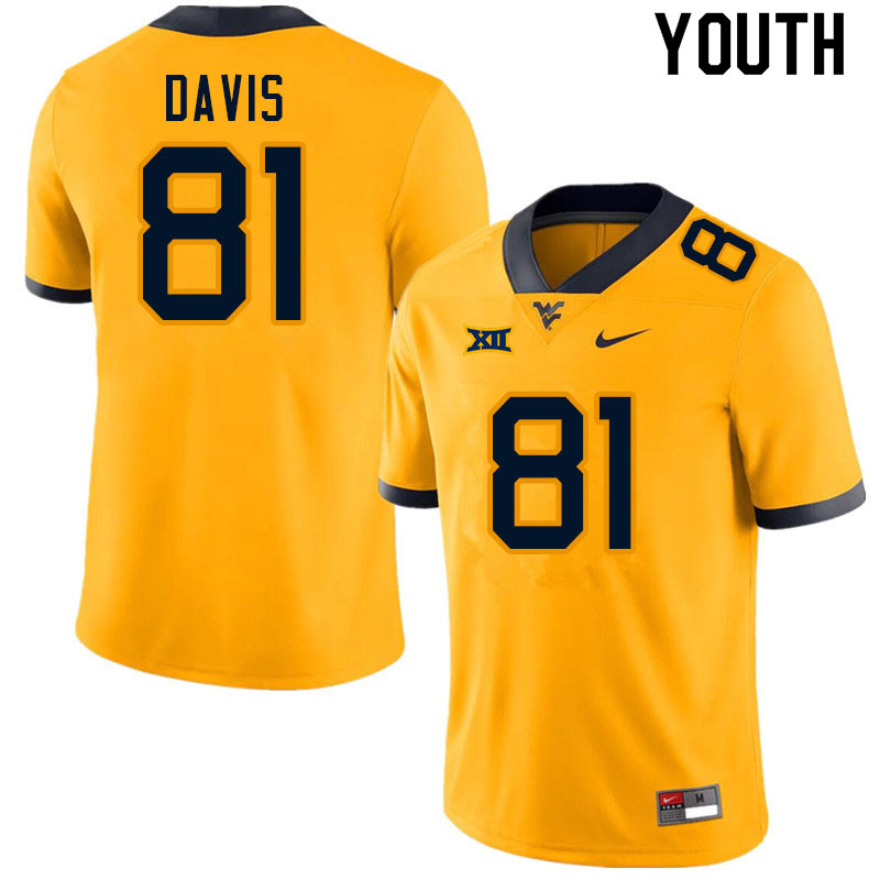 NCAA Youth Treylan Davis West Virginia Mountaineers Gold #81 Nike Stitched Football College Authentic Jersey YH23O33QV